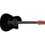 Applause CS Steel 12 String Acoustic / Electric Guitar, Black Satin