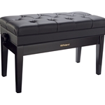 Roland Piano Bench, Duet Size, Polished Ebony, vinyl seat, compartment