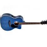 Ditson Orchestra 14 Fret Cutaway Acoustic Electric Guitar, Translucent Ultramarine-blue