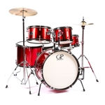 Granite Junior 5-Piece Drum Kit (16,8,10,12,SD) with Cymbals and Hardware - Metallic Red