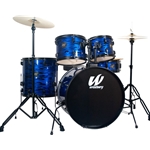 Westbury 400 Series 5-Piece Stage Drumset With 22" Bass Drum & Throne, Blue Oyster