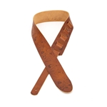 Profile 2.5" Leather Strap with Hot Press Design, Cognac