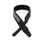 Profile 2.5" Black Leather Strap with White Jaquard Weave pattern