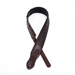 Profile 2.5" Leather Padded Strap with Celtic Knot Pattern, Gloss Brown
