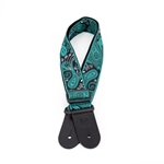 Profile 2.5" Jacquard Weave Teal and Black Paisley Pattern Strap