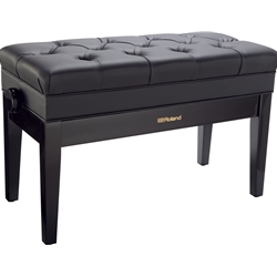 Roland Piano Bench, Duet Size, Polished Ebony, vinyl seat, compartment