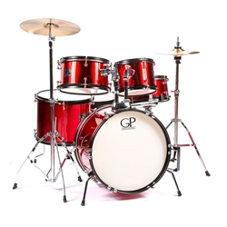 Granite Junior 5-Piece Drum Kit (16,8,10,12,SD) with Cymbals and Hardware - Metallic Red