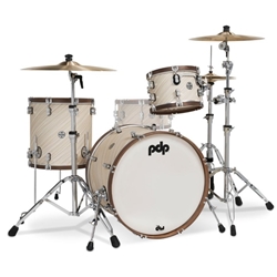 PDP Limited 4-Piece Drum Set, Twisted Ivory With Walnut Hoops