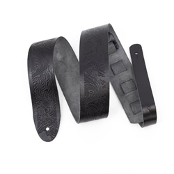 Profile 2.5" Leather Strap with Hot Press Design, Black