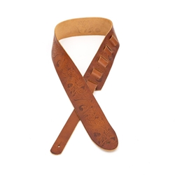 Profile 2.5" Leather Strap with Hot Press Design, Cognac