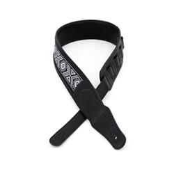 Profile 2.5" Black Leather Strap with White Jaquard Weave pattern