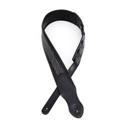 Profile 2.5" Leather Padded Strap with Celtic Knot Pattern, Gloss Black