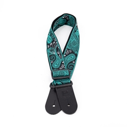 Profile 2.5" Jacquard Weave Teal and Black Paisley Pattern Strap