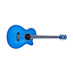 Washburn Festival EA15 Acoustic/Electric Guitar, Flame Transparent Blue